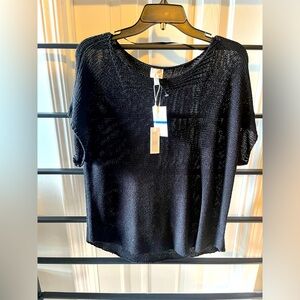 Cupio Summer Knit Mesh Black Sweater Blouse